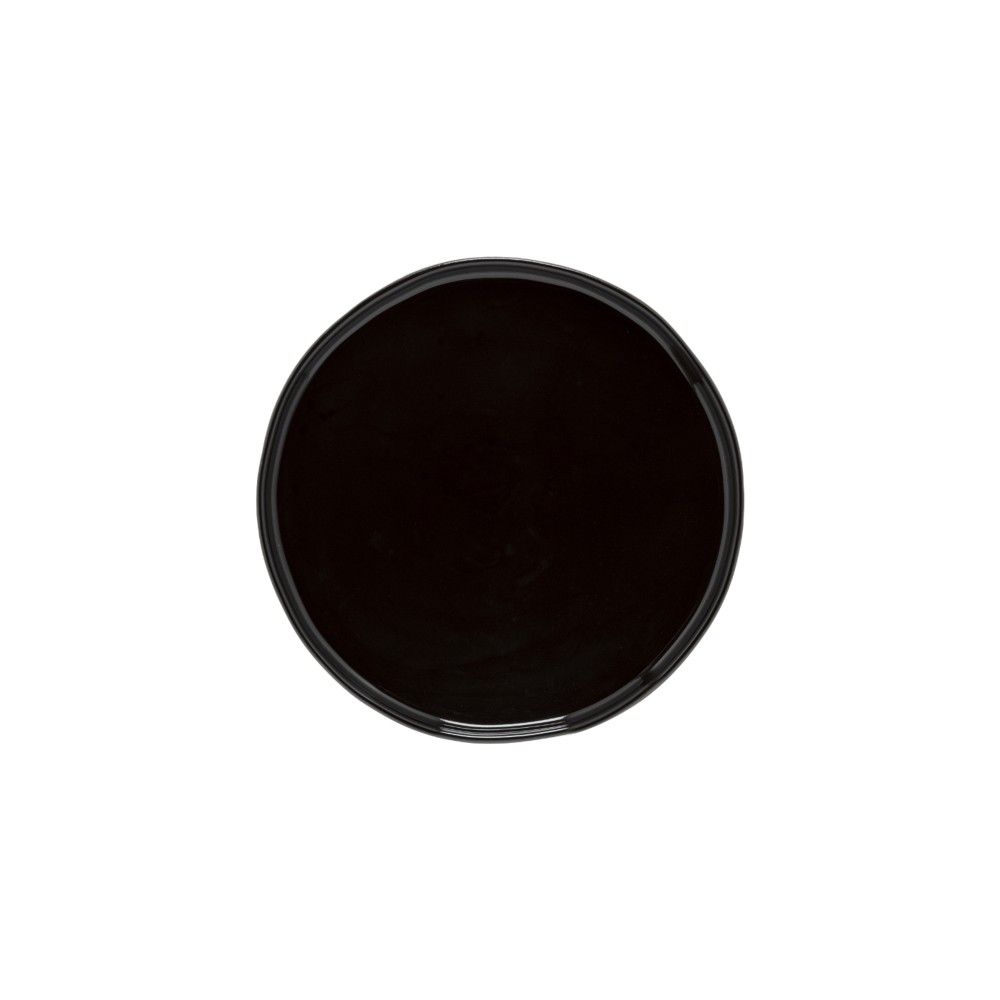 assiette à dessert noire brillante et mate en ecogres D21cm - décoration intérieure Toulon