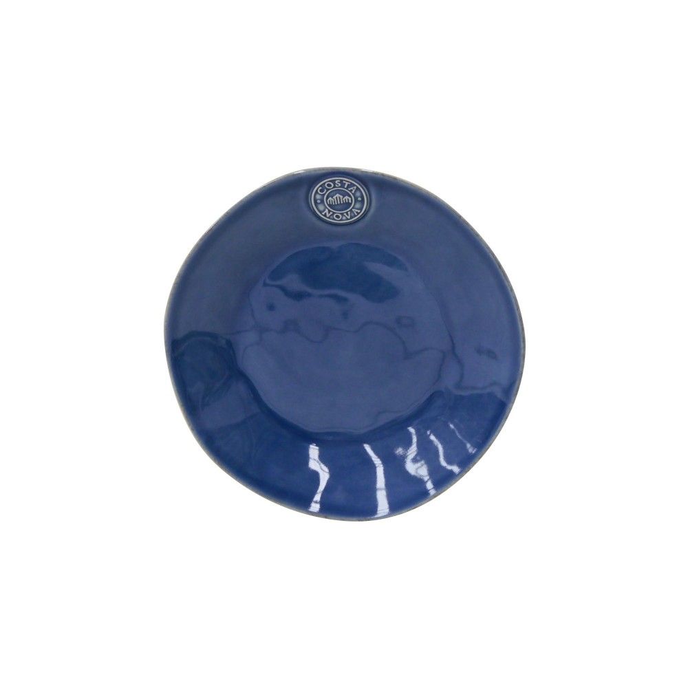 Assiette à dessert bleu denim d'un diamètre de 21cm aux formes irrégulières - maison gabin décoration