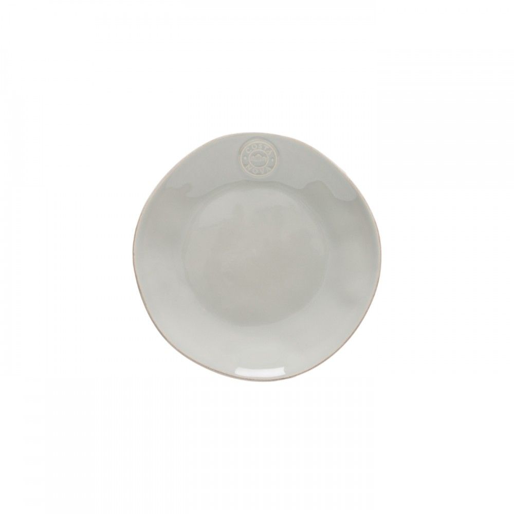 Assiette à dessert grey de diamètre 21cm aux formes irrégulières et estampille costa nova - maison gabin décoration