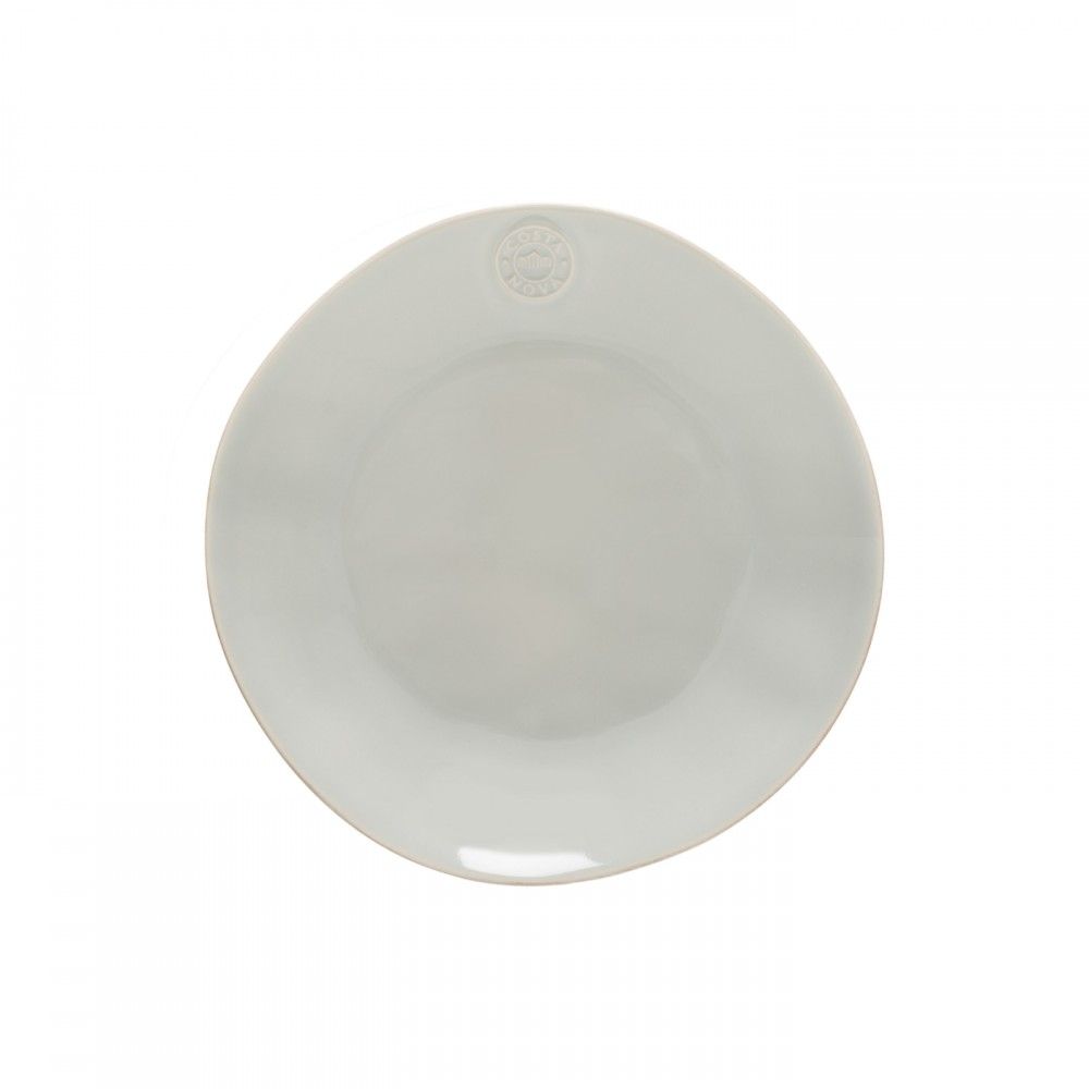 Assiette à diner beige grey diamètre 27 aux formes irrégulières et estampille en relief - maison gabin décoration