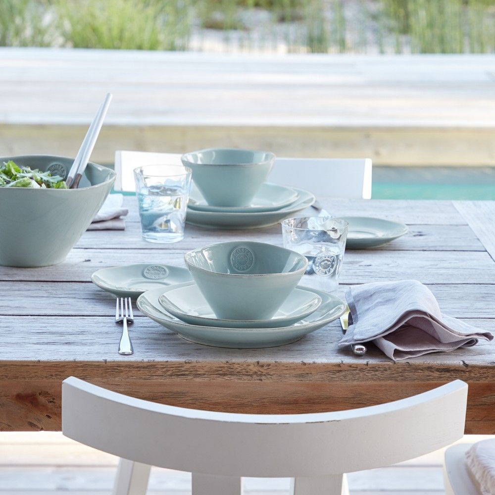vaisselle turquoise avec assiettes à diner en grès fin - maison gabin décoration