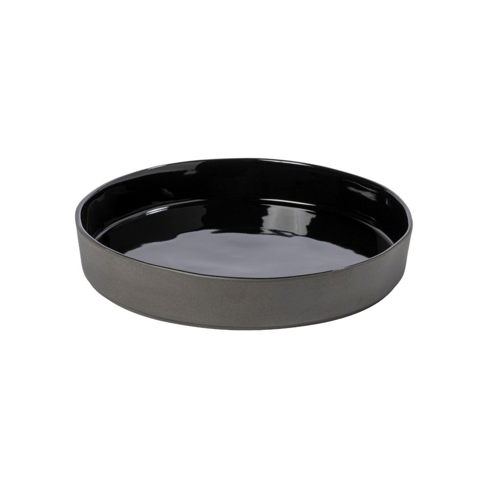 assiette creuse D24cm noire brillante et mate en ecogres, durable et résistante - maison gabin décoration