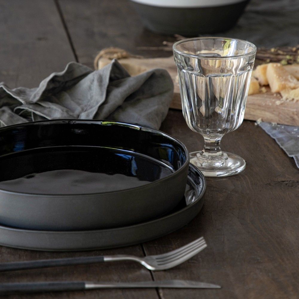 assiette creuse noire brillant et mat en écogrès durable et écoresponsable - maison gabin décoration