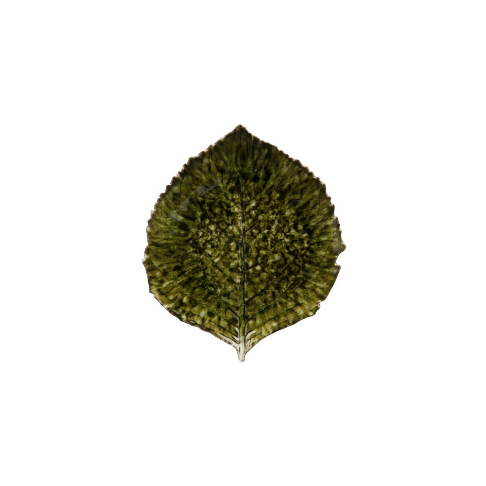 assiette feuille D22cm couleur vert foncé, en grès fin, à utiliser comme vaisselle ou vide-poche - maison gabin décoration