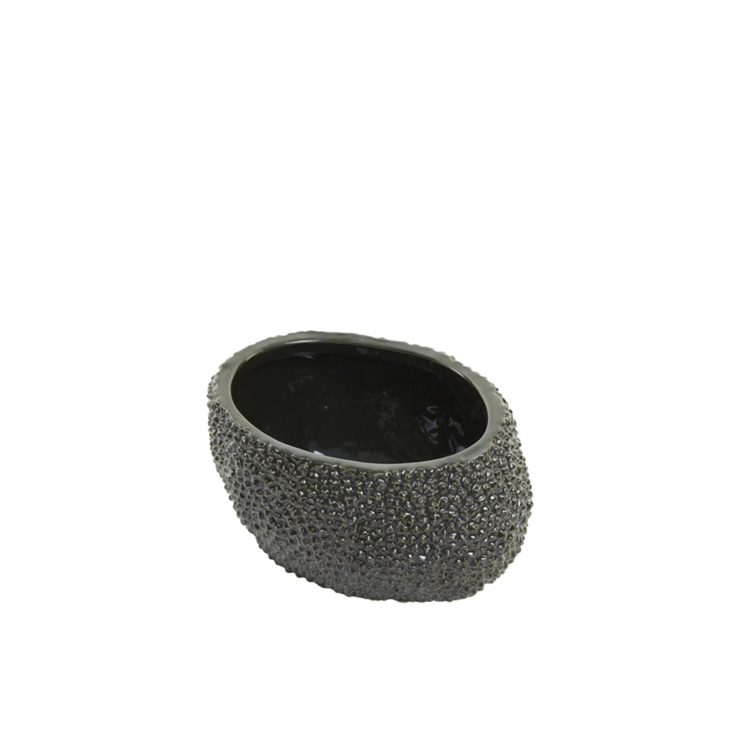 box de rangement en céramique noire brillante en forme de fruit durian 20cm - maison gabin décoration