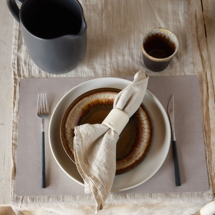 chemin de table beige 100% lin 45x170cm