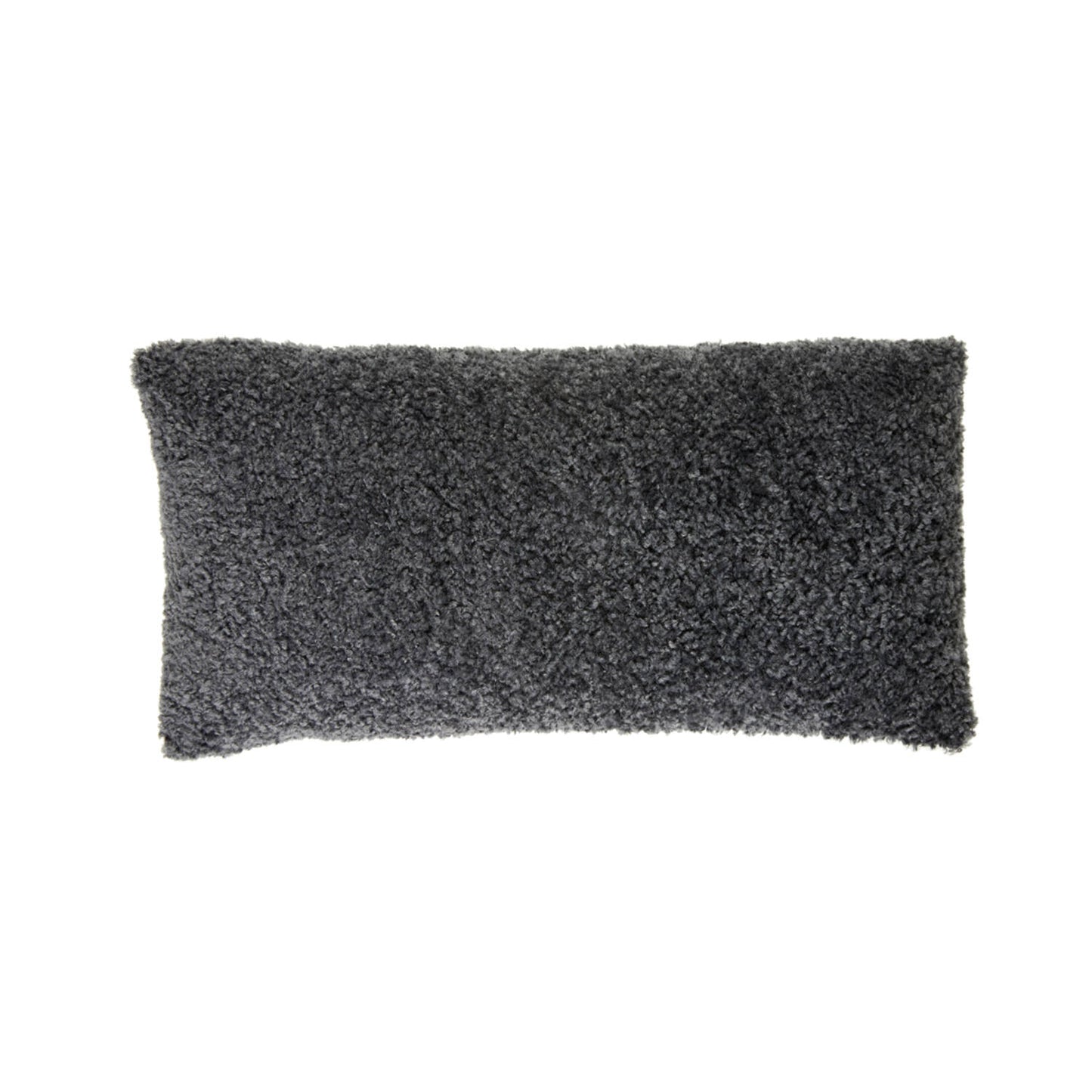 coussin rectangulaire en bouclettes gris foncé en synthétique 60x30cm - maison gabin décoration