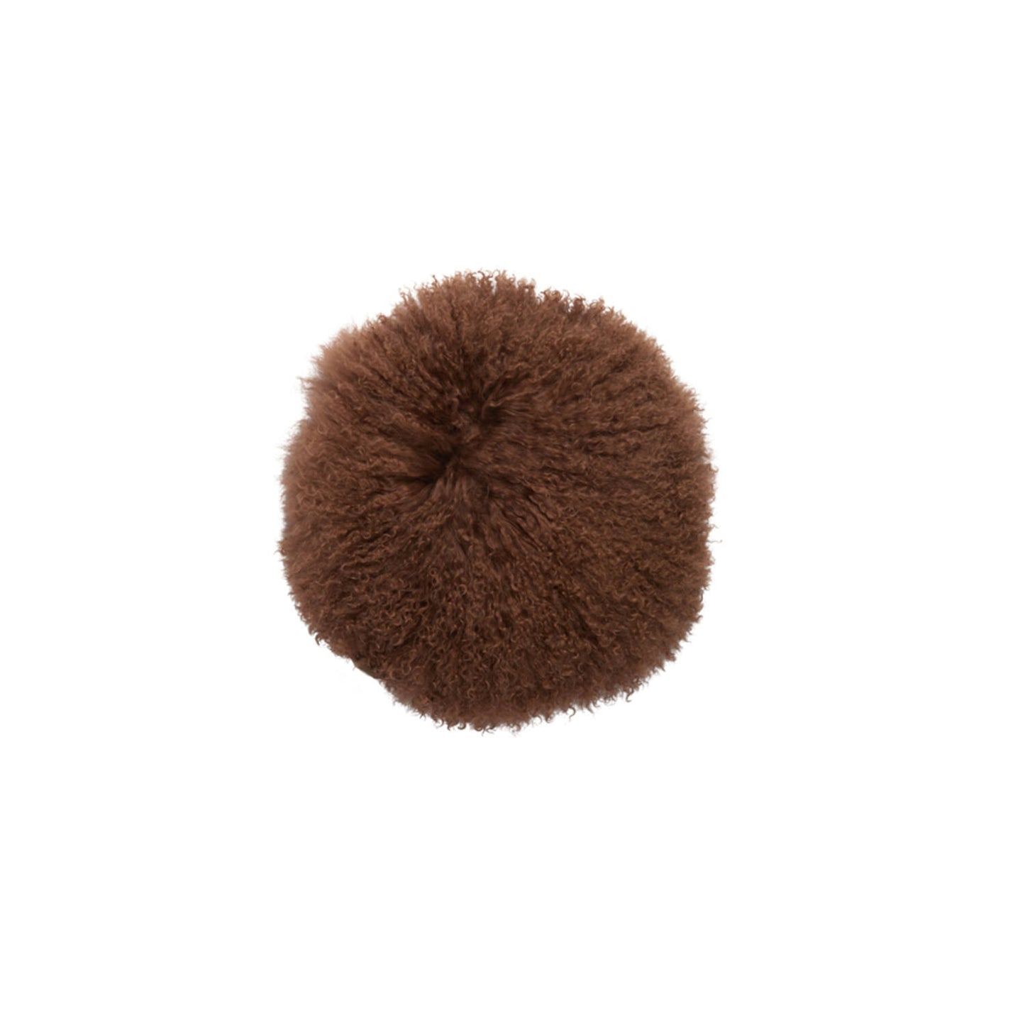coussin rond en poils de mouton, brun diamètre 40cm - maison gabin décoration