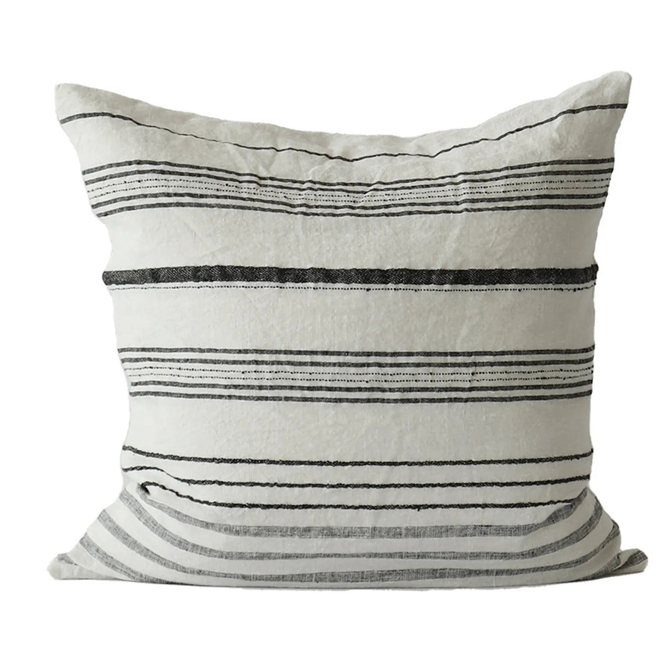 housse de coussin en lin rayée noir et blanc 50x50cm - maison gabin décoration
