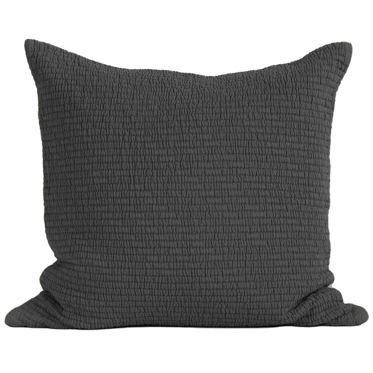 housse de coussin noir charbon en coton avec une texture gaufrée. - maison gabin décoration