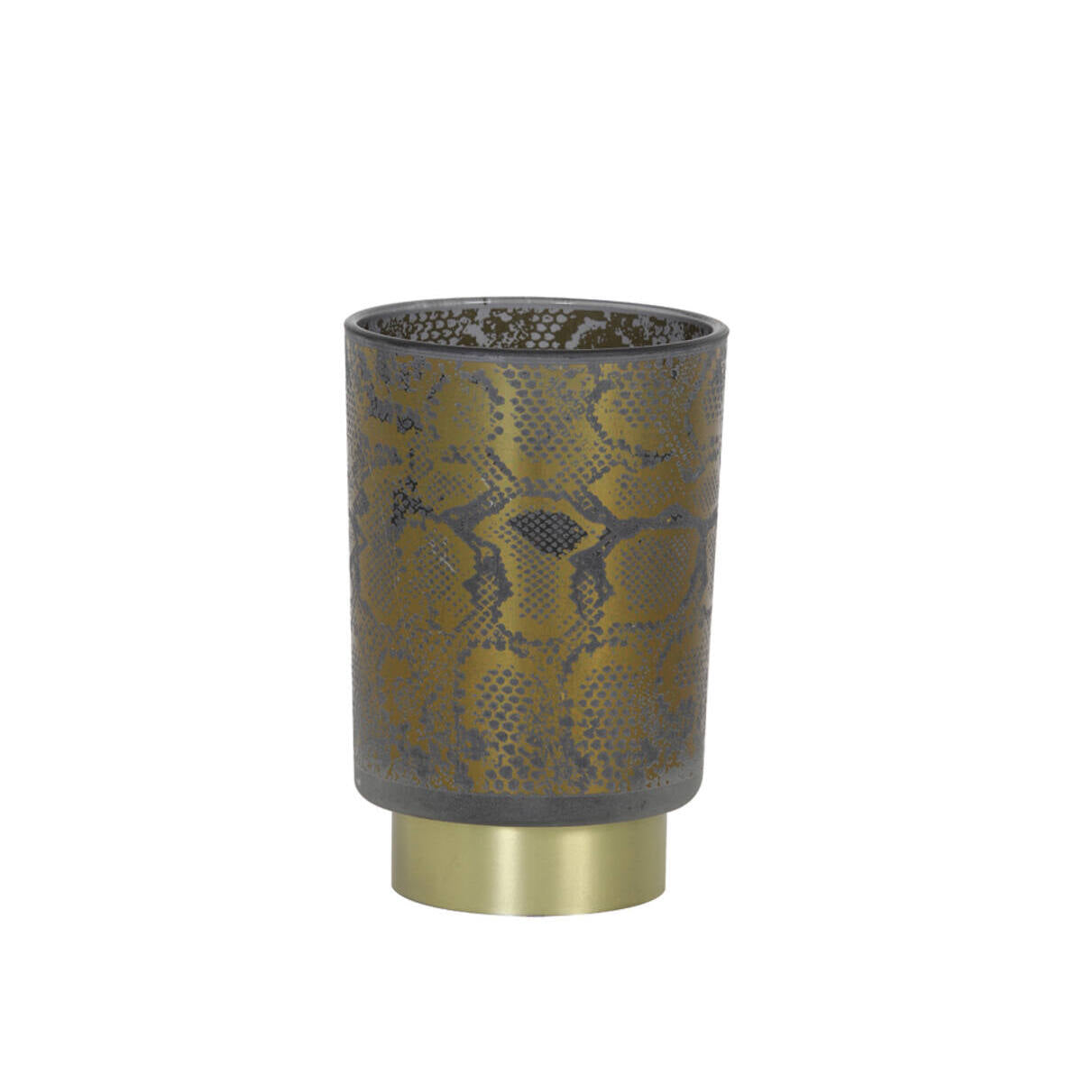 lampe de table en verre avec imprimé serpent doré et gris D10cm