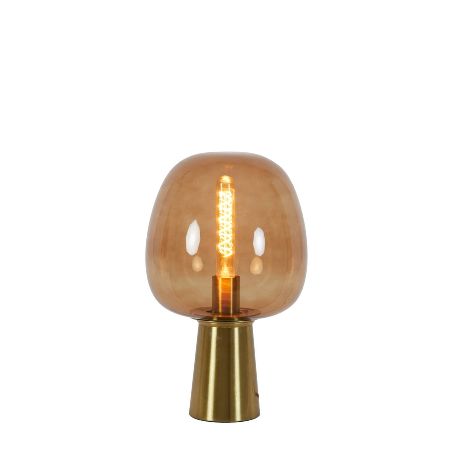 lampe de table avec un verre fumé orangé. Bel éclairage avec une ampoule E27 ambre