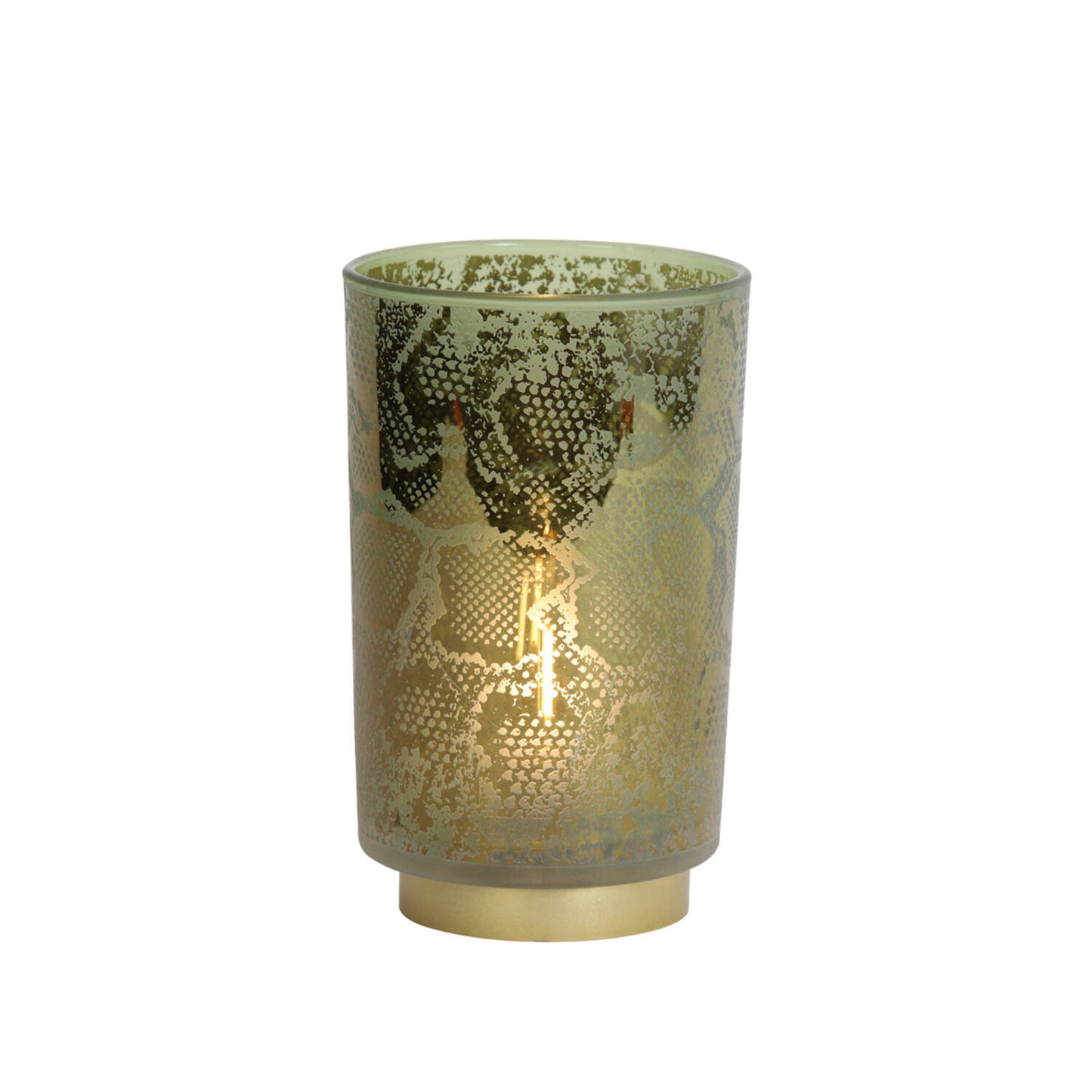 éclairage doux pour cette lampe de table D12cm avec imprimé serpent doré et gris - maison gabin décoration