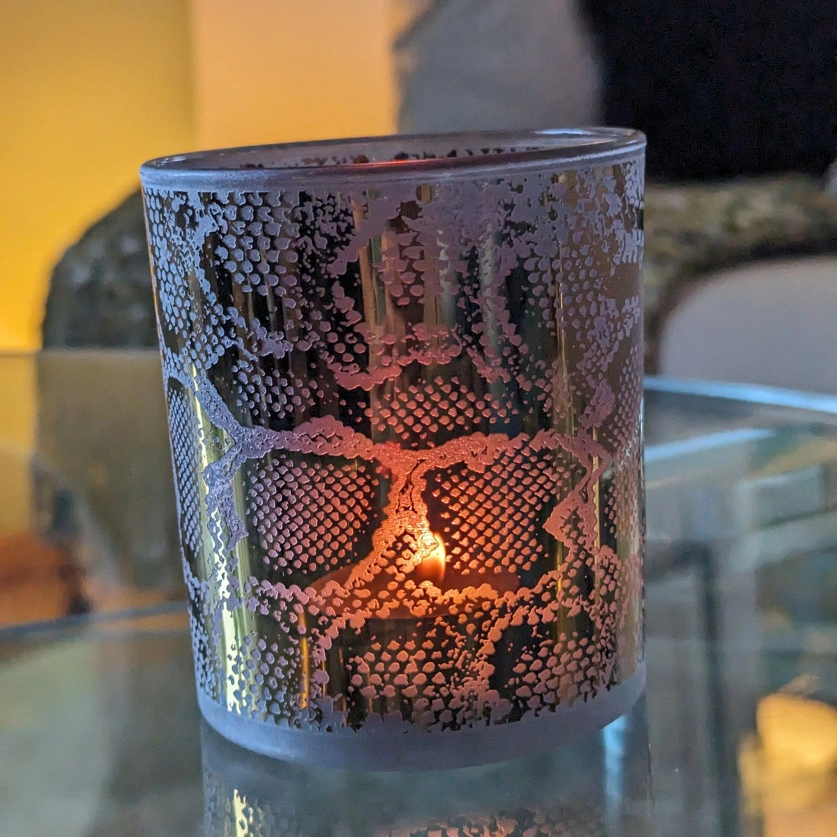 photophore en verre D9cm imprimé python - maison gabin décoration