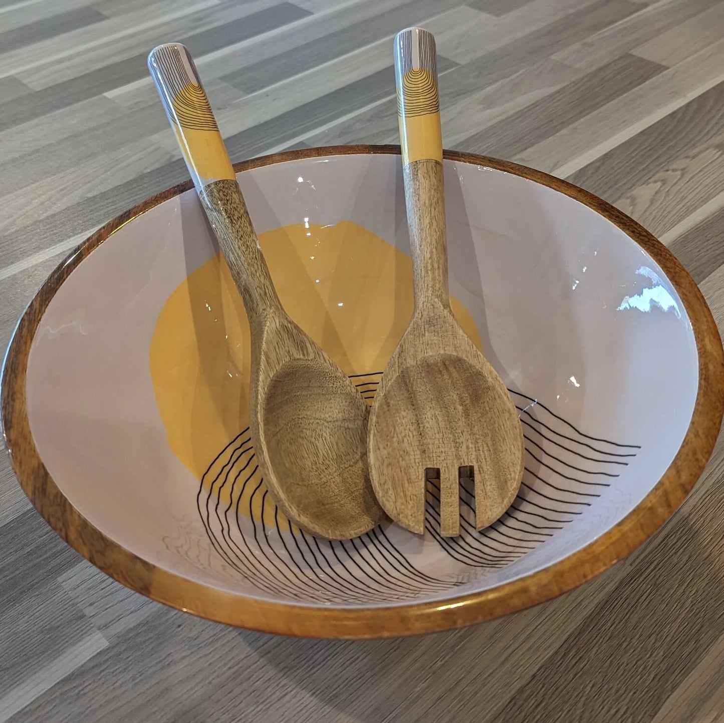 saladier en bois de manguier jaune - maison gabin décoration