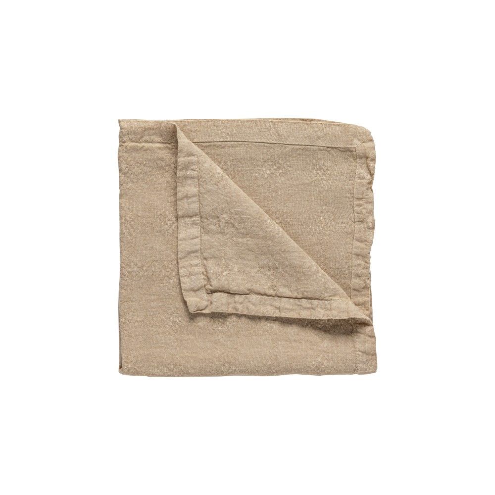 serviette de table beige kaki clair 47x47cm 100% lin - maison gabin décoration
