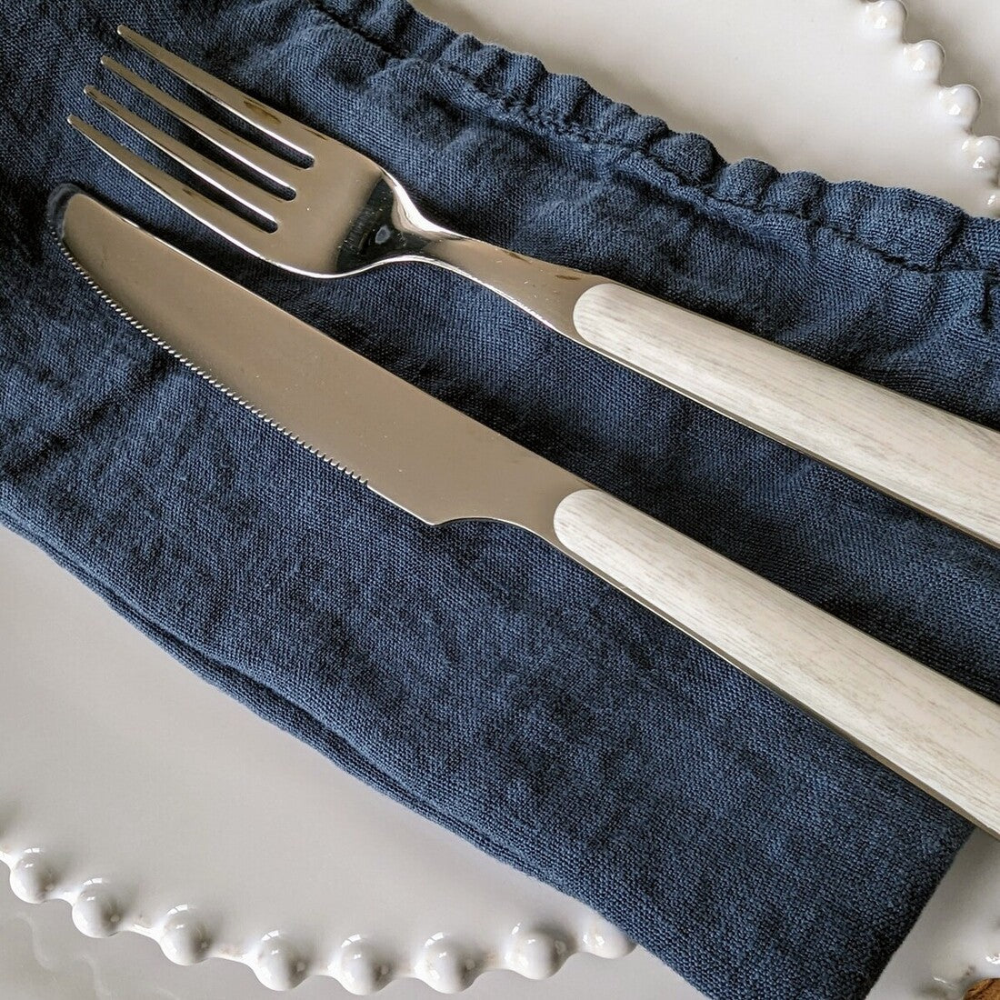 Bleu denim - Serviette de table 100% lin