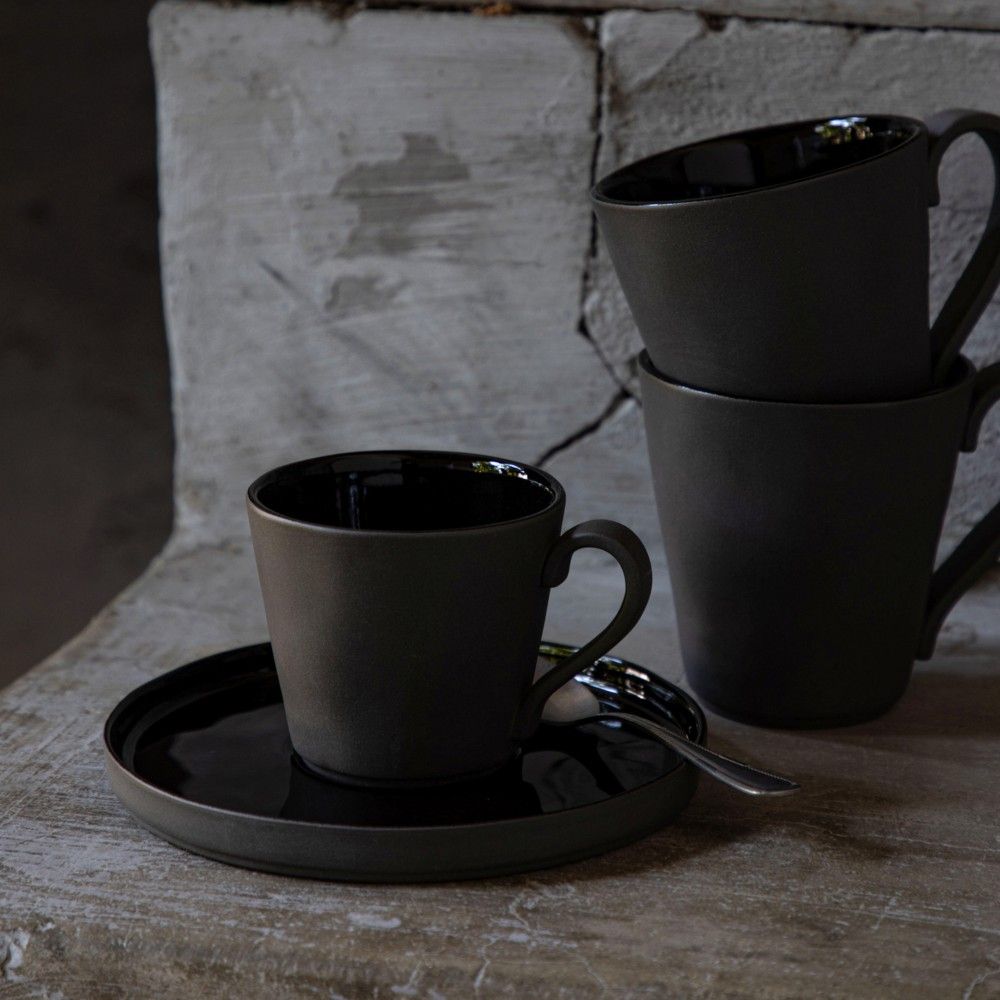 tasse à the noire écogrès 0.21l - maison gabin decoration