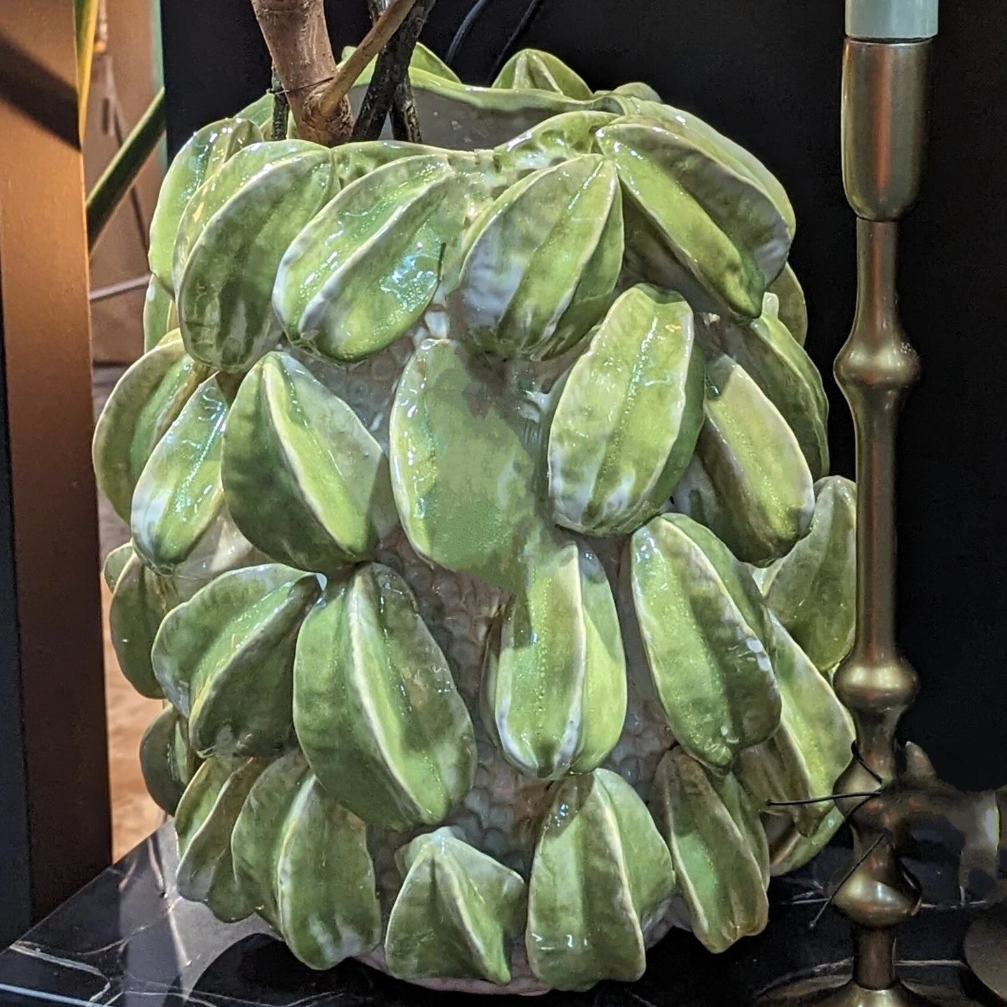 vase carambole vert en céramique D32cm - maison gabin décoration