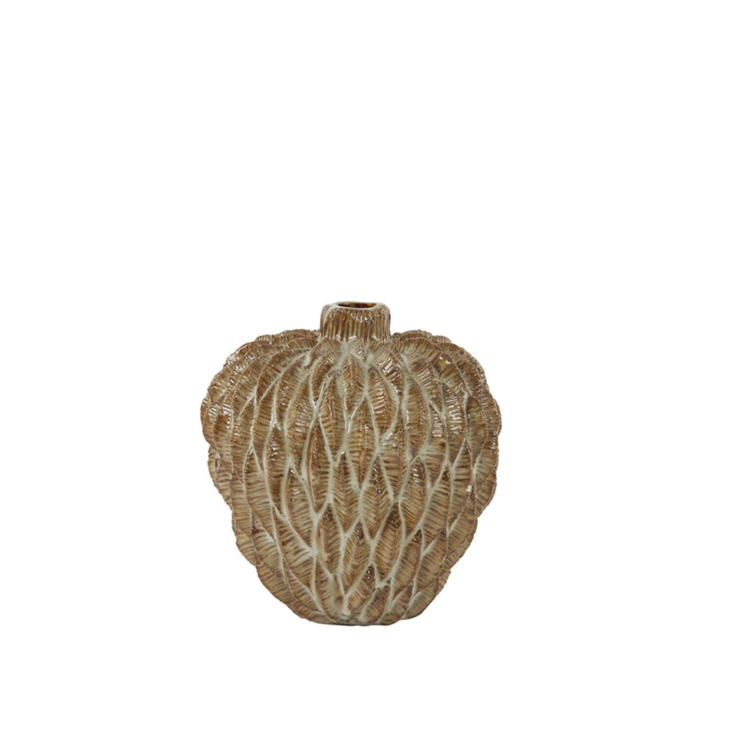 vase marron et beige en céramique D15cm en forme de fruit - maison gabin décoration