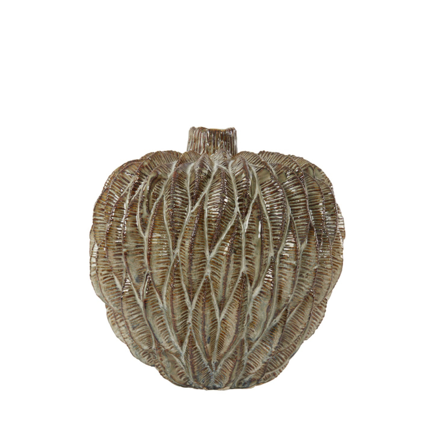 vase marron et beige en céramique D23cm en forme de fruit avec col étroit - maison gabin décoration