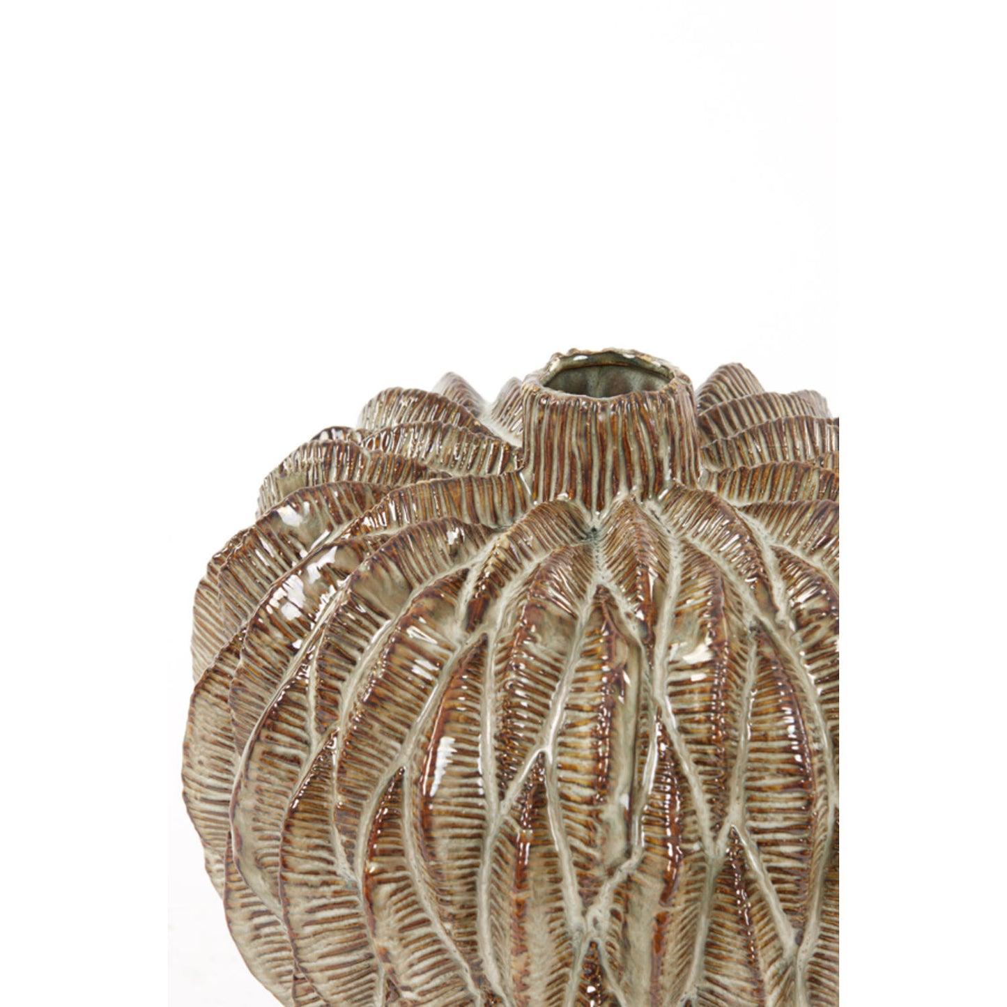 vase rond marron en céramique en forme de fruit - maison gabin décoration