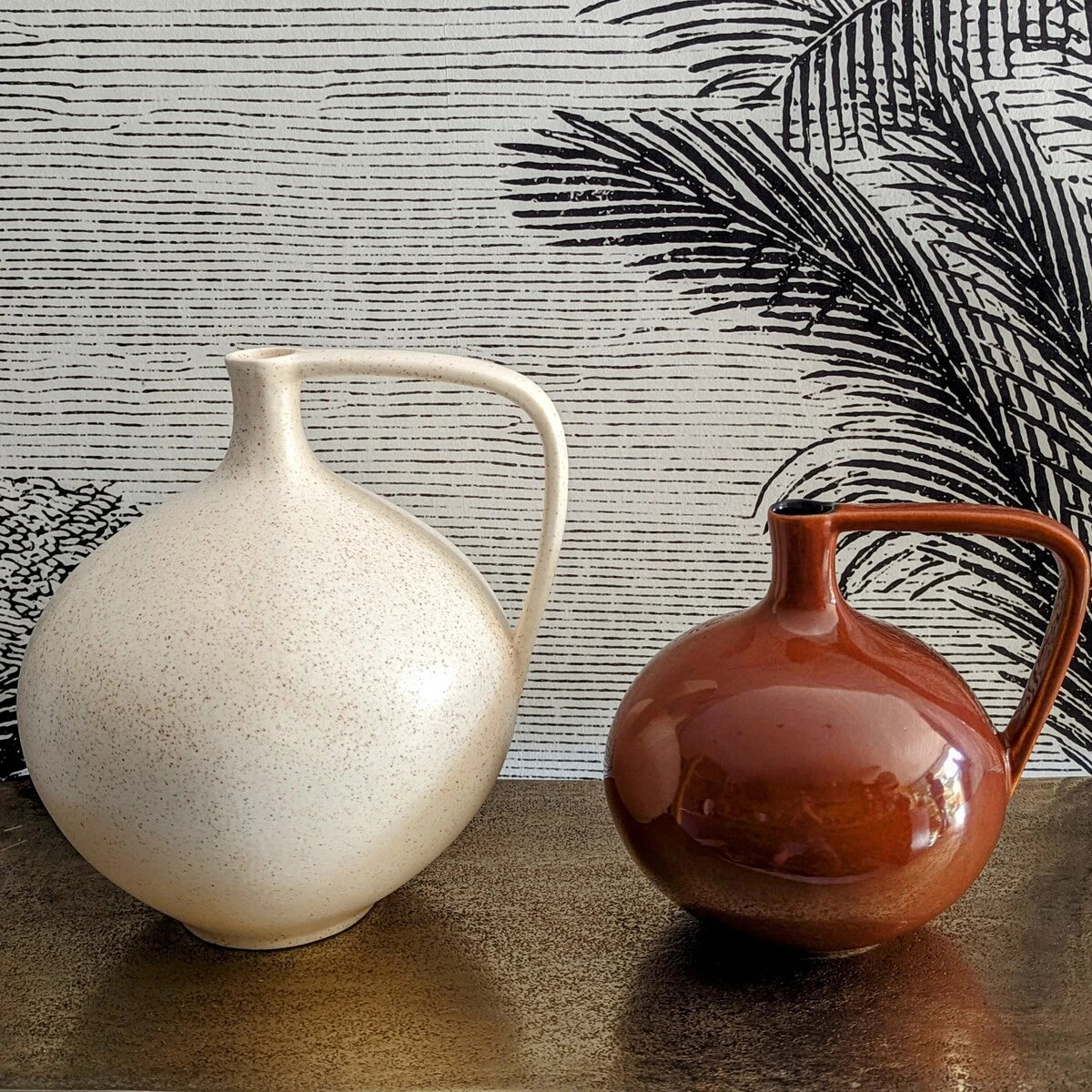 vases H26cm blanc crème et H20cm terracotta - maison gabin décoration