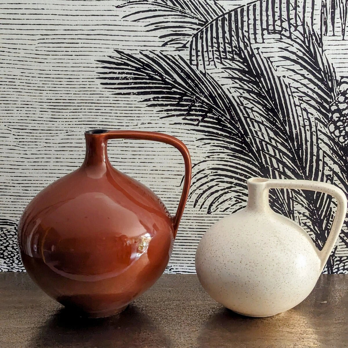vases H26cm terracotta et H20cm blanc crème - maison gabin décoration