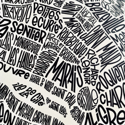 zoom sur les quartiers parisiens de l'affiche de Paris 