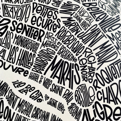zoom sur les quartiers parisiens de l'affiche de Paris 