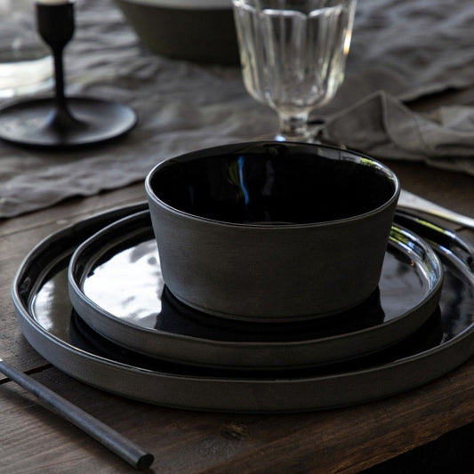 bol à soupe en gres noir d14cm - maison gabin decoration