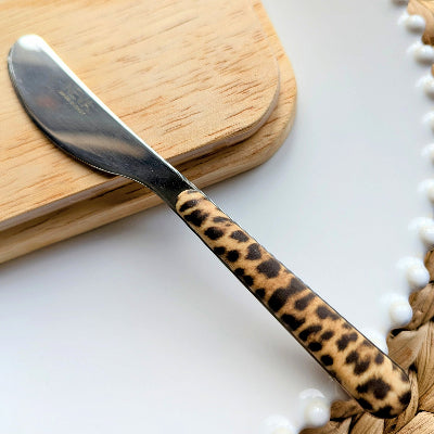 couteau à beurre en inox avec imprimé léopard