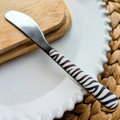 couteau à beurre en inox original avec imprimé zebre