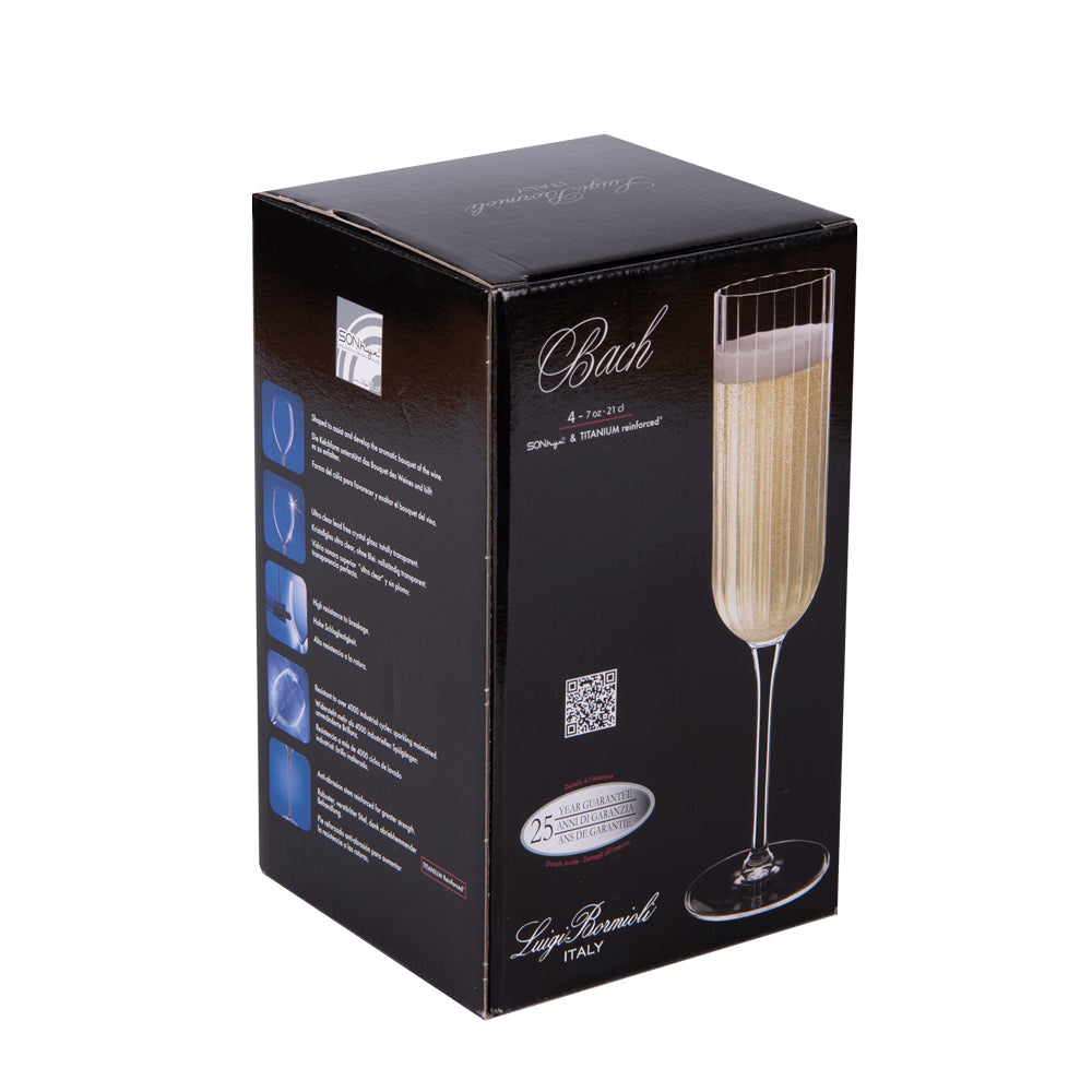 4 flûtes à champagne 21cl bach, présentées dans une boite. Maison Gabin Decoration