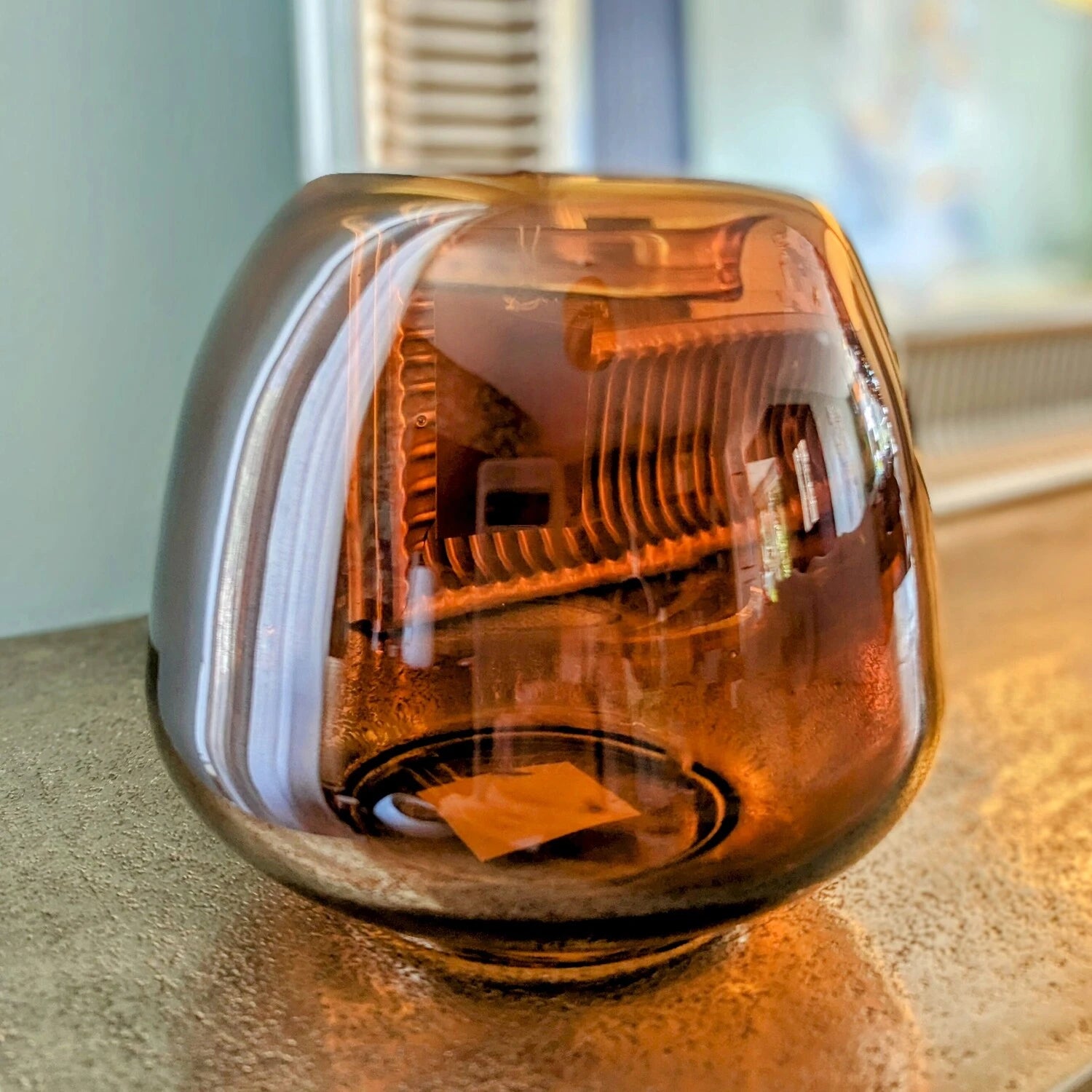 photophore rond couleur orangé ambre D20cm - maison gabin décoration