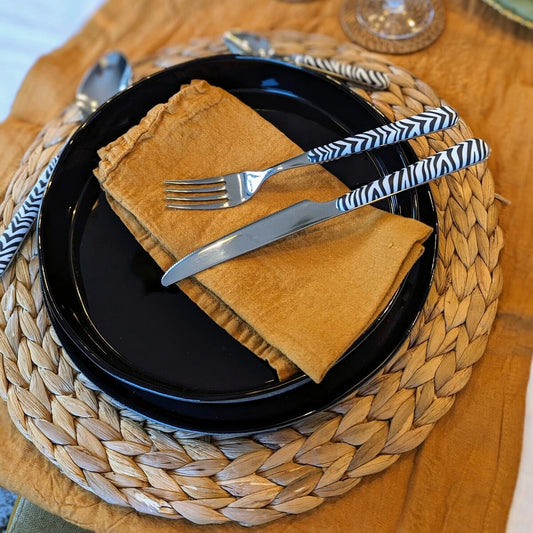 serviette de table orange 100 % lin  - maison gabin décoration