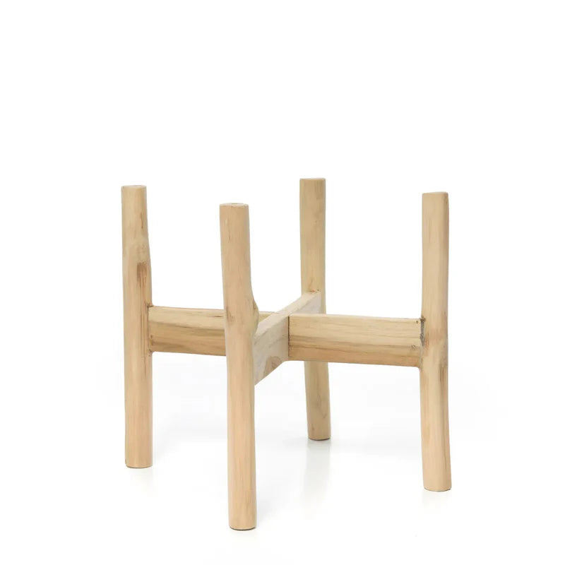 support en bois pour jardinière en terre cuite noire