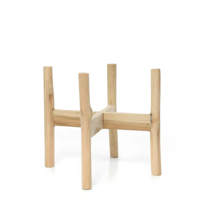 support en bois pour jardinière en terre cuite noire