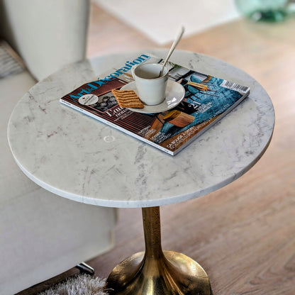 Table en marbre blanc D48cm