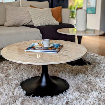 table basse en travertin D75cm - maison gabin décoration