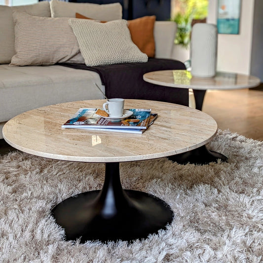 table basse en travertin D75cm - maison gabin décoration