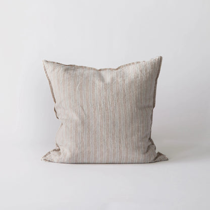taie d'oreiller/coussin 50x50cm marron à rayures 100% lin - maison gabin décoration