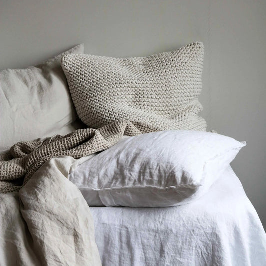 linge de lit avec taie d'oreiller 100% lin beige 50x70cm - textile déco toulon