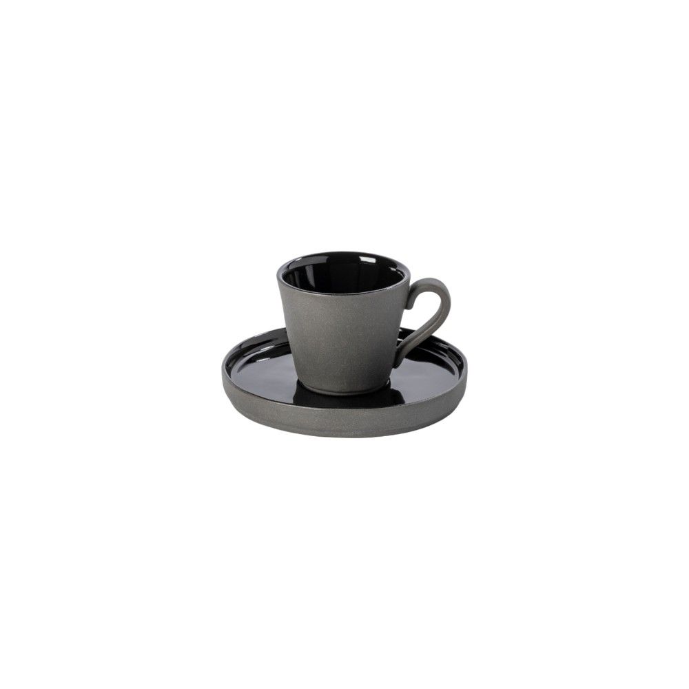 tasse a café avec sa soucoupe noir ecogrès lagoa ecogrès - maison gabin decoration