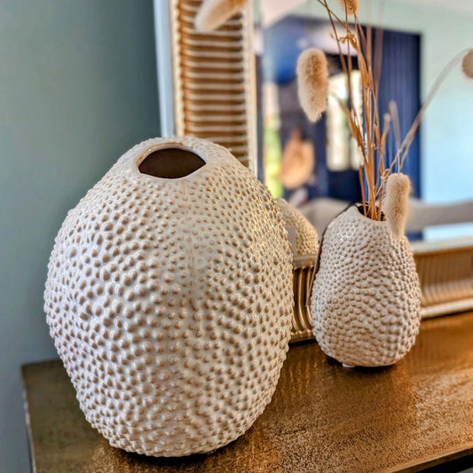 vases en céramique blanc aspect fruit exotique D10cm D17cm - maison gabin décoration
