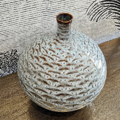 vase bouteille gris en céramique col étroit - maison gabin décoration