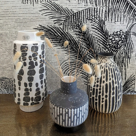 vases en céramiques H18, H25 et H36cm esprit tribal - maison gabin décoration