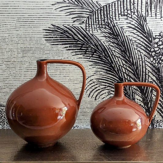 vase cruche en faïence terracotta H26cm et H20cm - maison gabin décoration